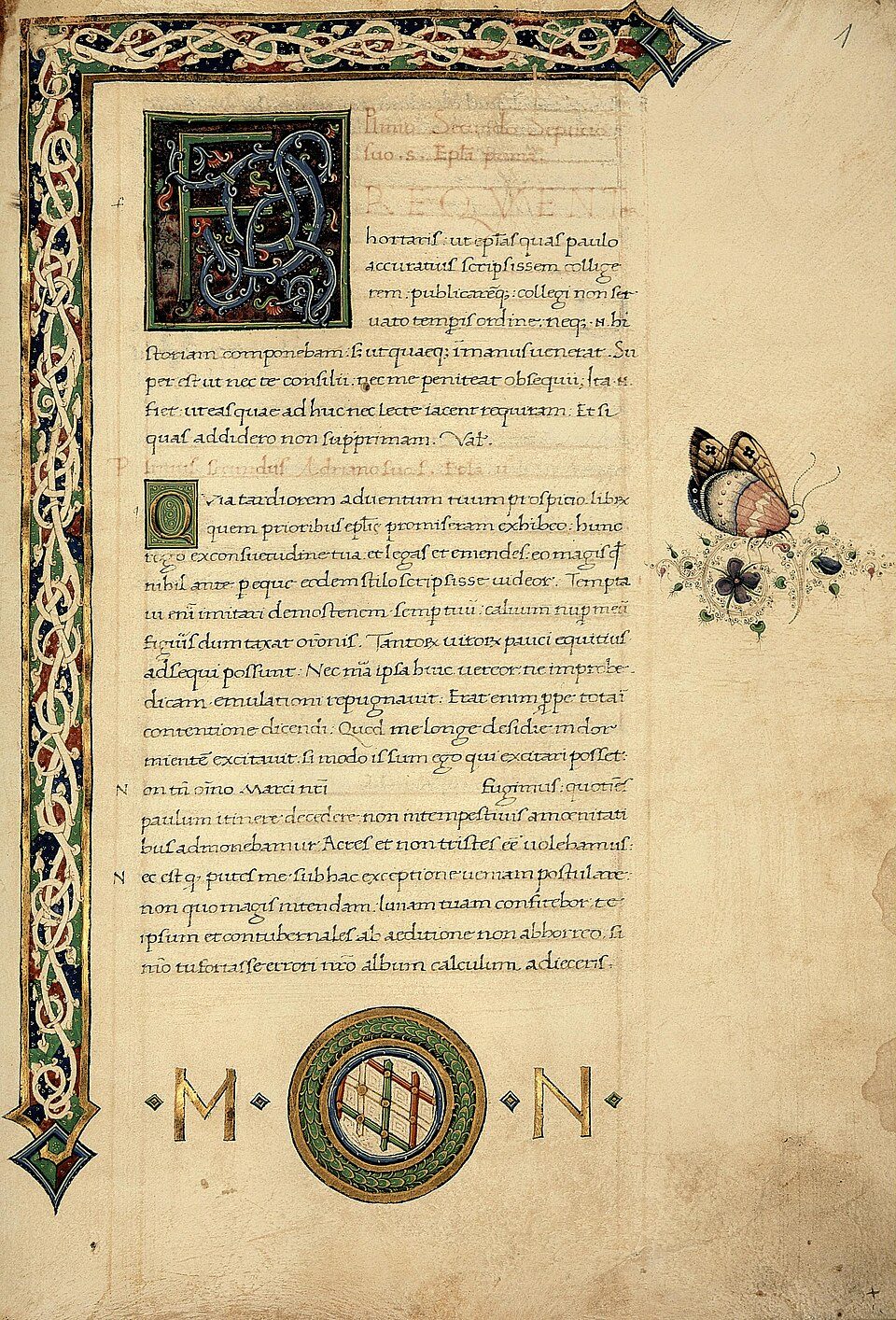 Opening page of a manuscript of Pliny's Letters