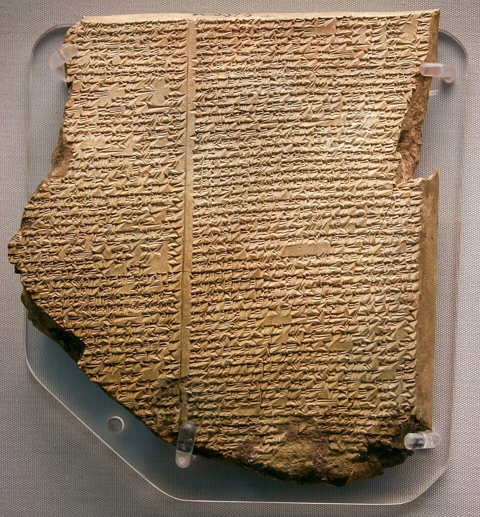 A cuneiform clay tablet inscribed with the Babylonian flood story