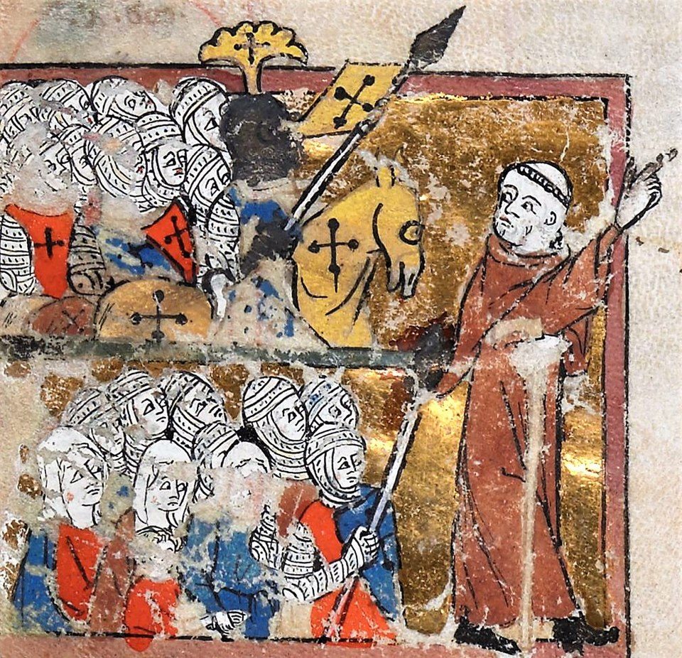 Medieval manuscript miniature of Peter the Hermit