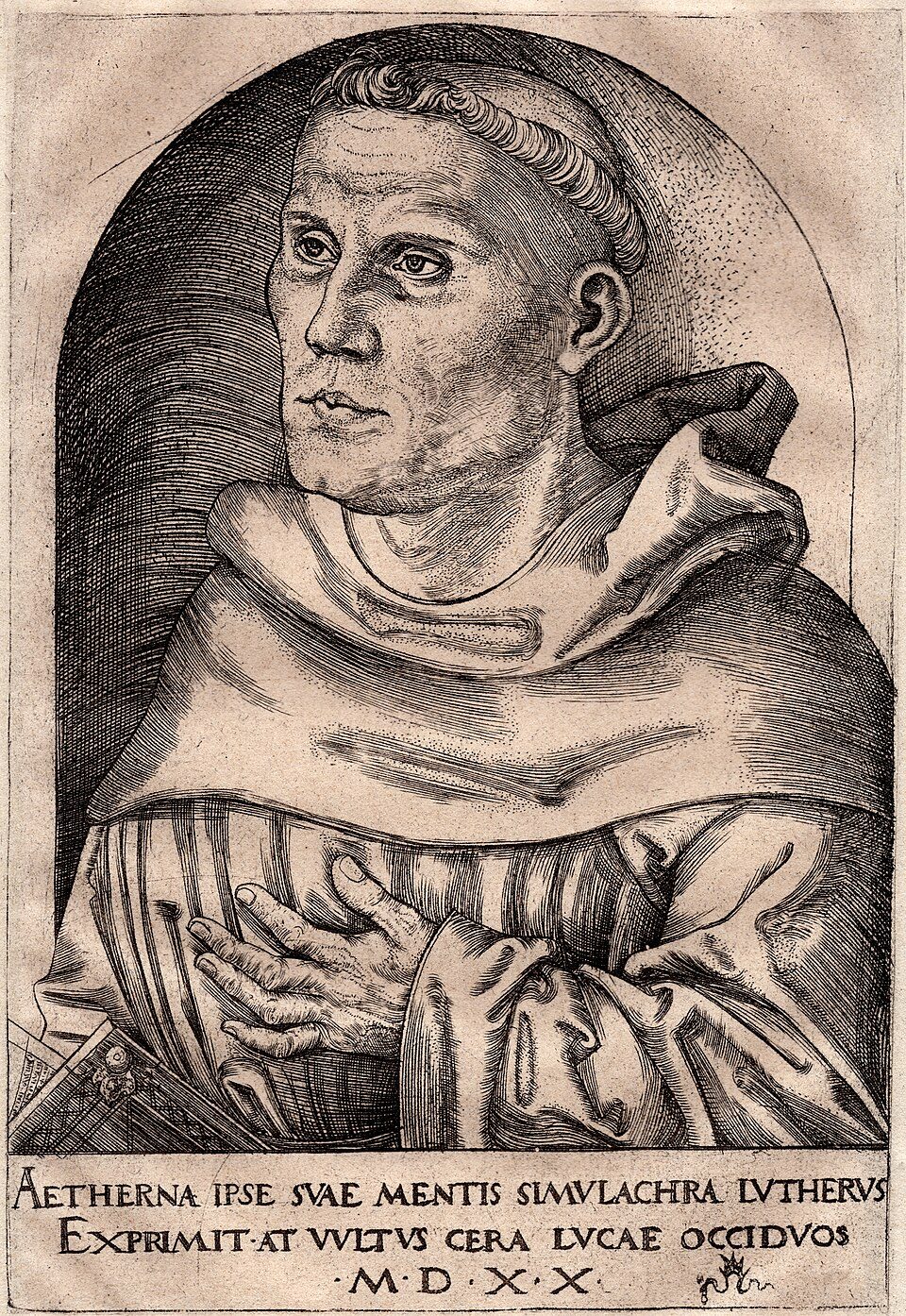 Cranach portrait of Martin Luther as an Augustinian friar, 1520