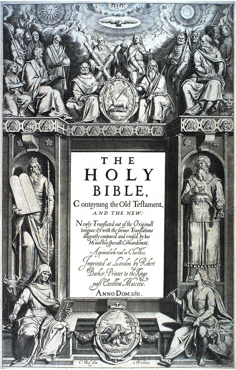 Engraved title page of the first-edition King James Bible, 1611