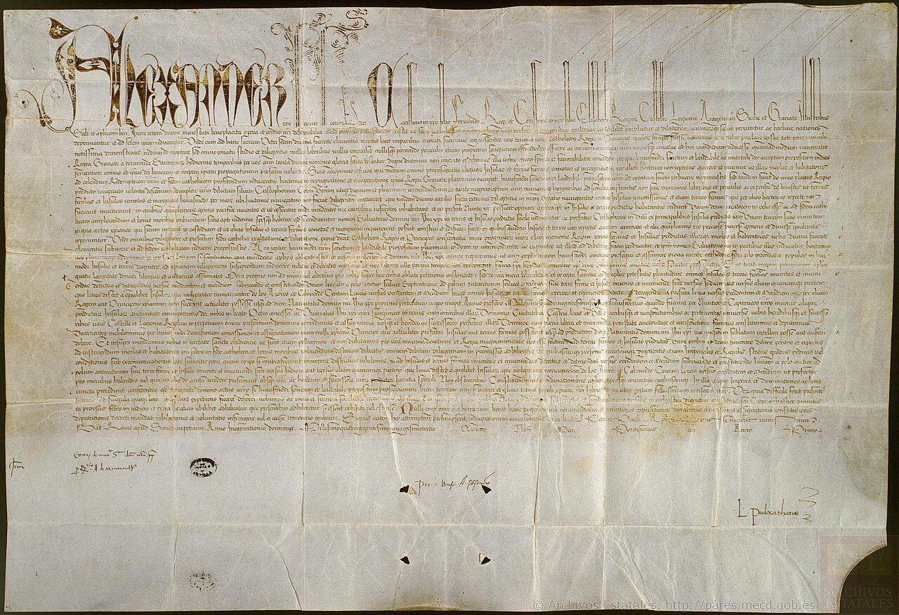 The papal bull Inter caetera, dated 4 May 1493