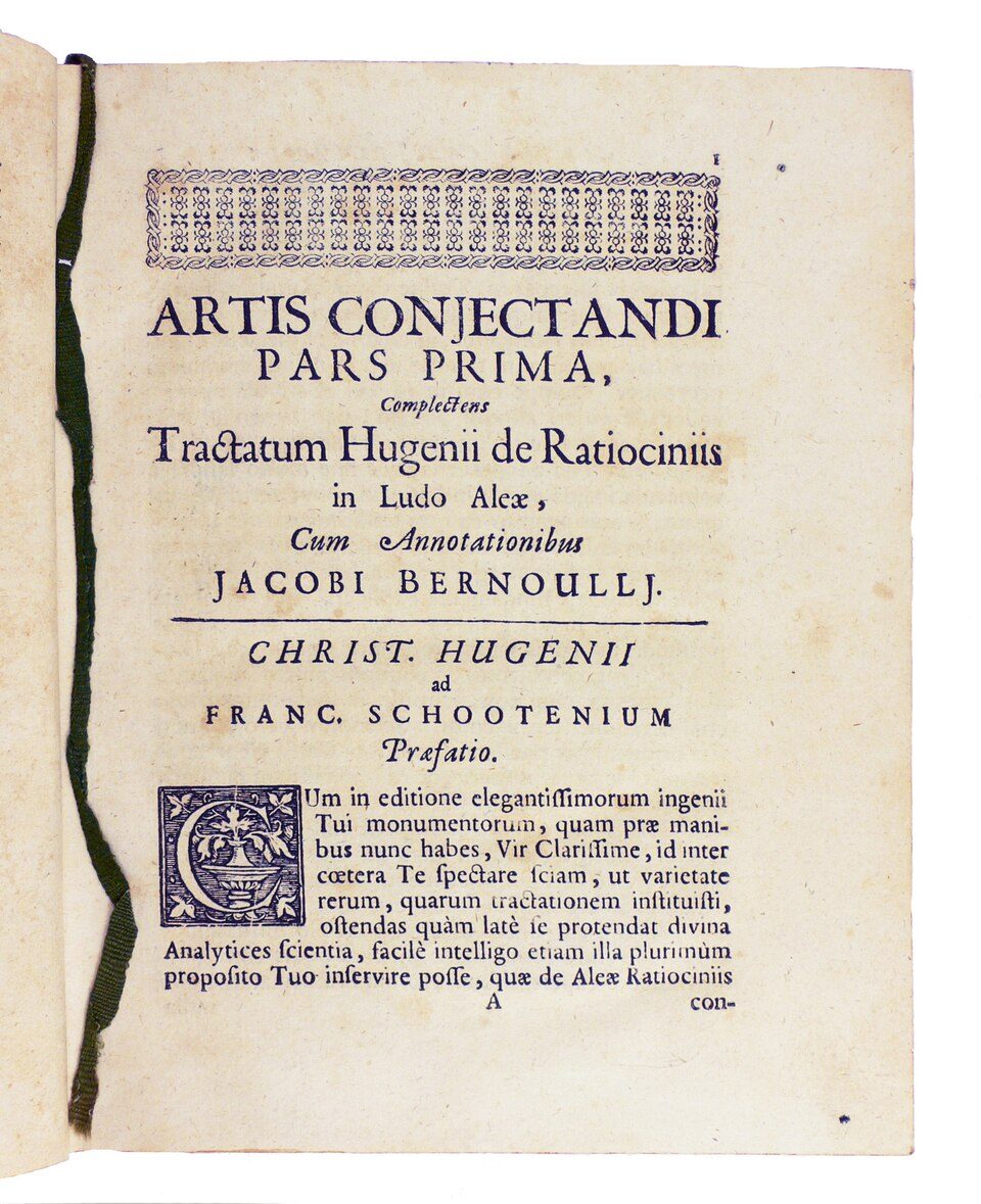 Title page of Jakob Bernoulli's Ars Conjectandi, 1713