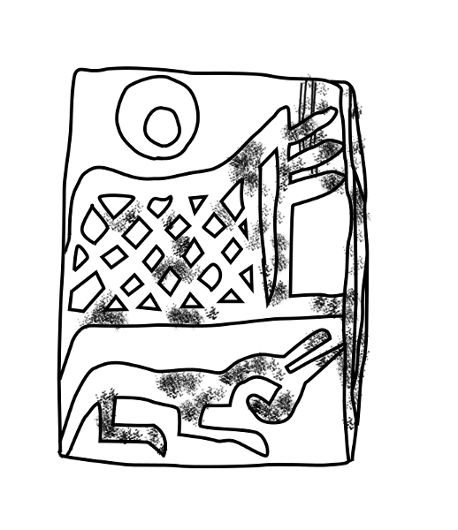 A small carved bone label with an early hieroglyphic shrine sign