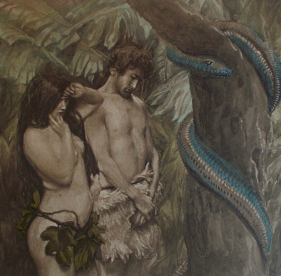 God confronts Adam and Eve, pronouncing judgment after the fall