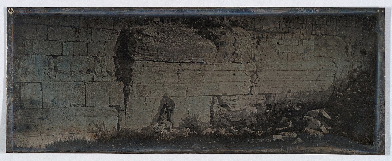 Robinson's Arch springer stone on Herod's Temple Mount, photographed in 1844