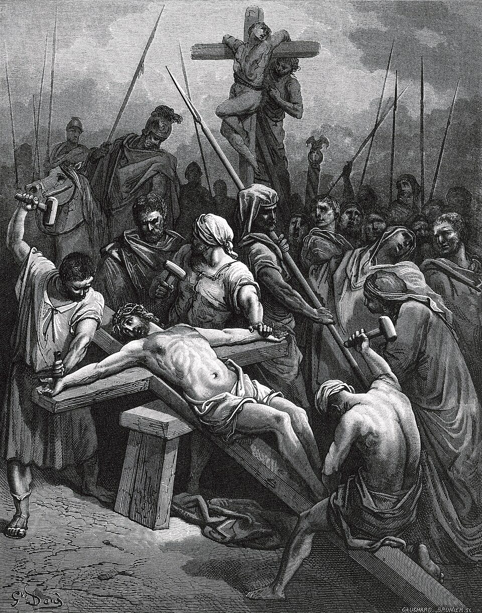 Doré engraving of the crucifixion of Jesus on the cross