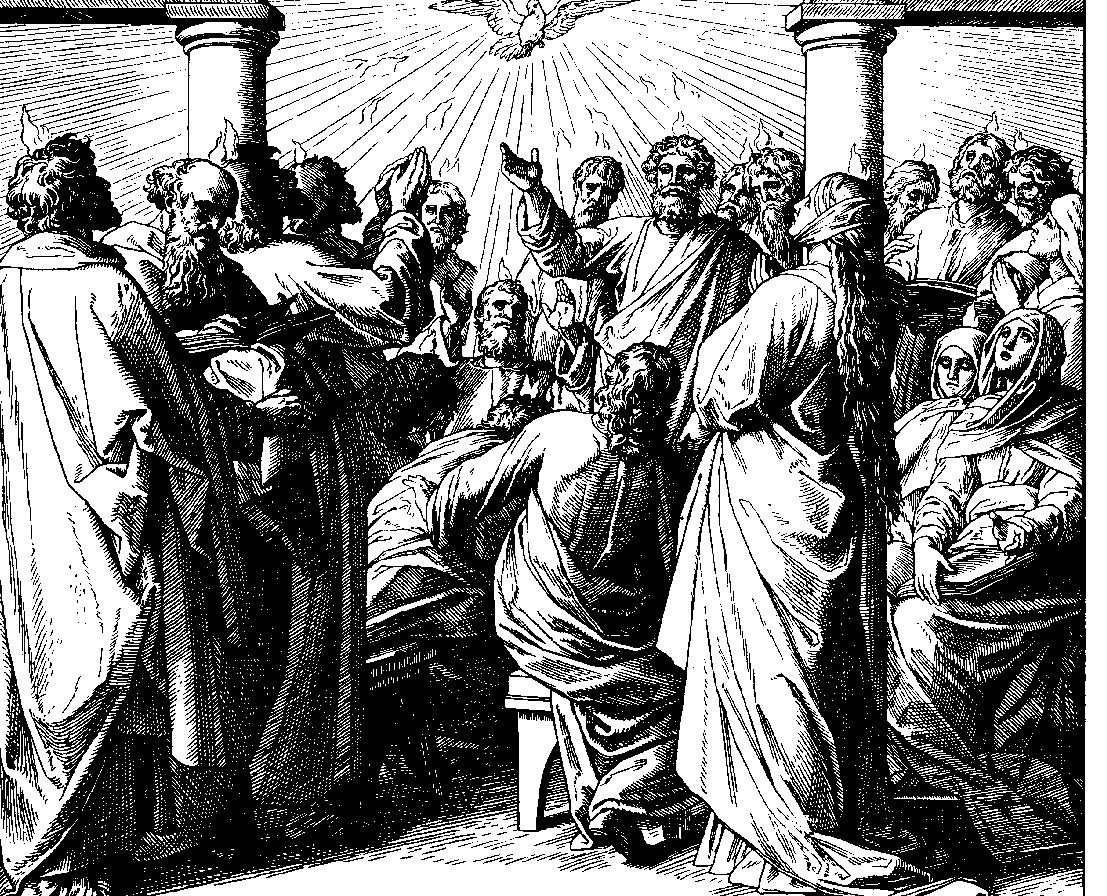 Schnorr von Carolsfeld woodcut of the Pentecost scene